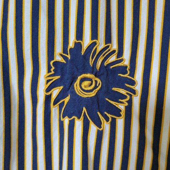 Vintage Y2K nick(it) Funky Striped Embroidered Sun Shirt High Collar Maximalist - Picture 3 of 4